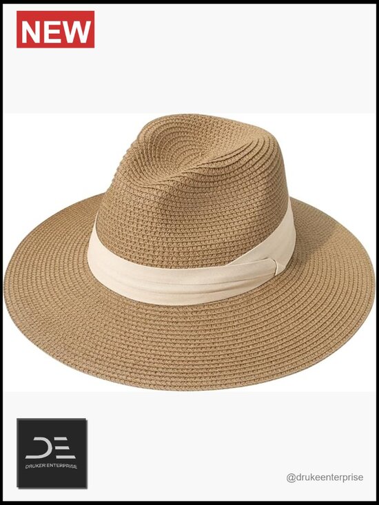 Wide Brim Straw Panama Foldable UPF50+ Beach Sun Hat Fedora main image 7